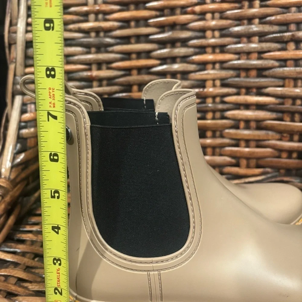 Igor Beige and Black Igor Ladies Rain Boots, Ankle Boots, Lug Soles, Size 8.5